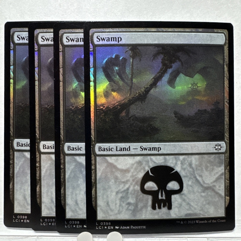 4x Swamp 0398 The Lost Caverns of Ixalan Foil MTG Magic Land Playset
